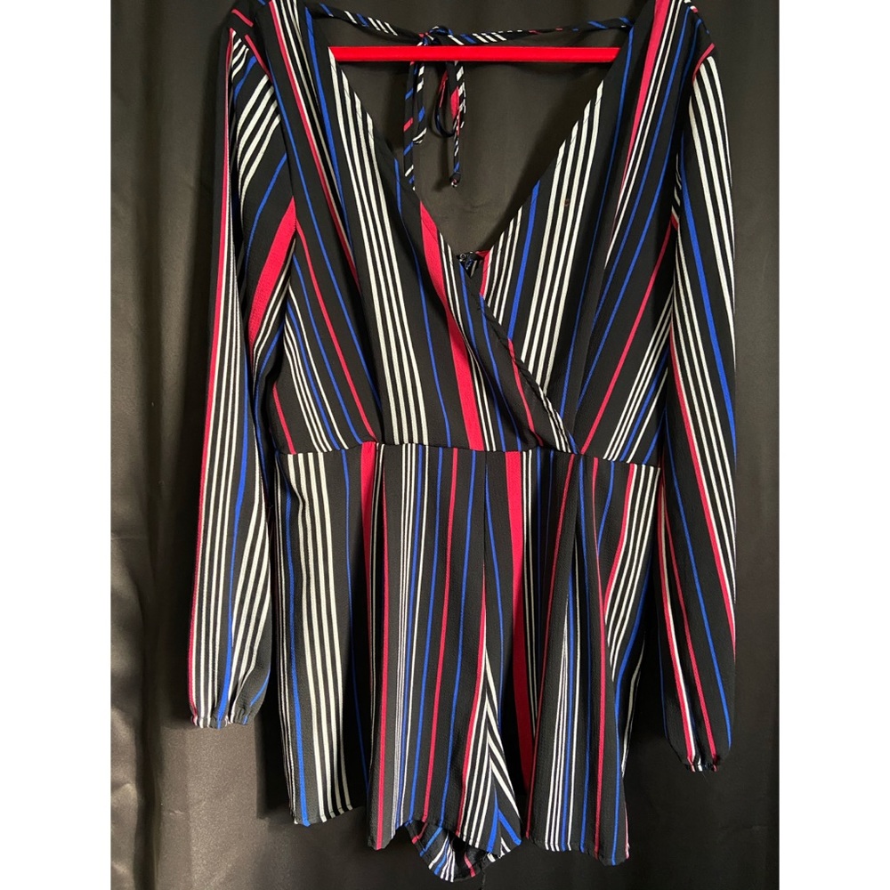 Striped Long-sleeve Romper